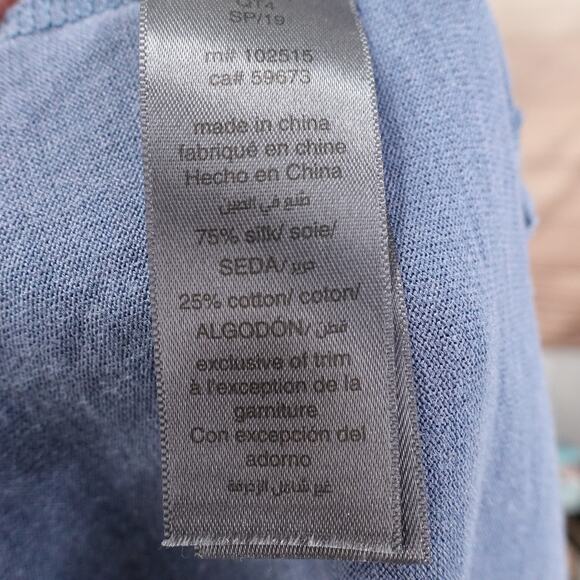 John Varvatos Polo Shirt Mens Large Blue Silk Cotton Short Sleeve Classic - S2 - Picture 7 of 8